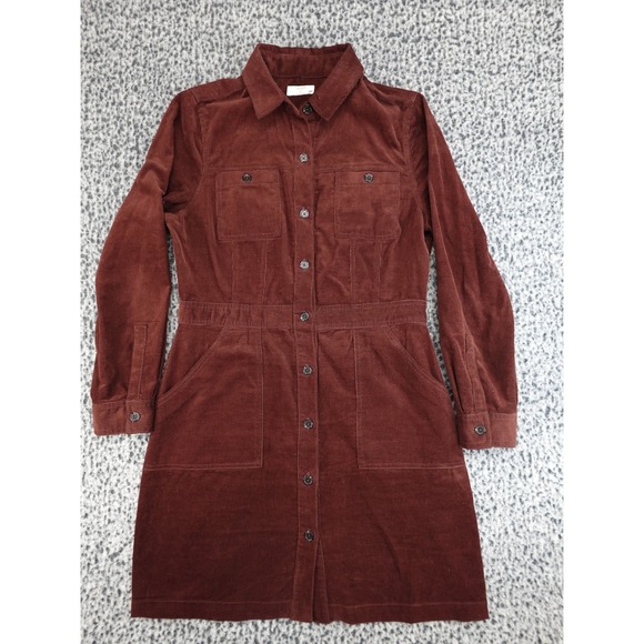 UNTUCKit Dresses & Skirts - UNTUCKit Cora Dress Womens 10 Brown Burgundy Corduroy Button Front 42166